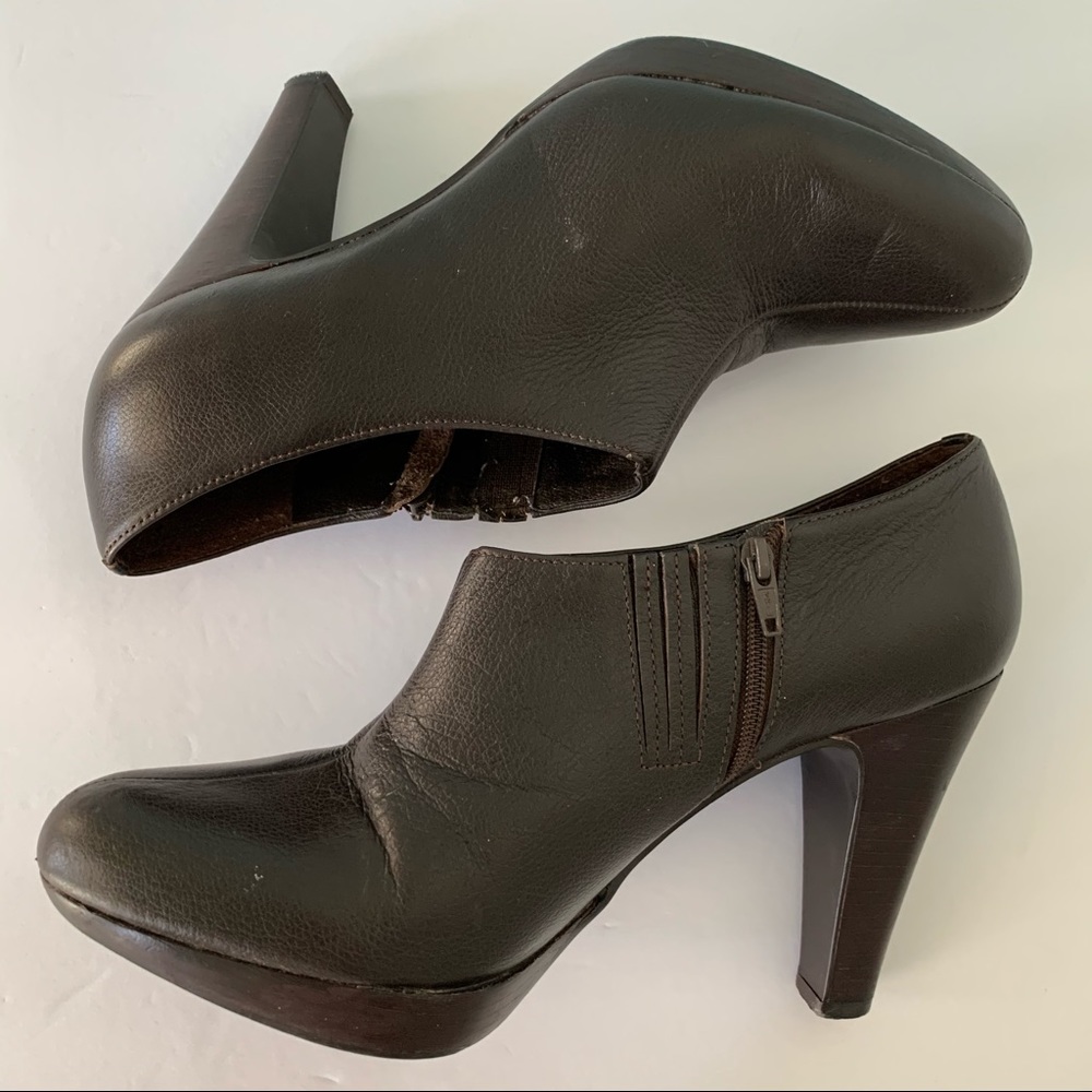 Matisse Booties Brown Leather Platform High Heel Inside Zipper 8.5M